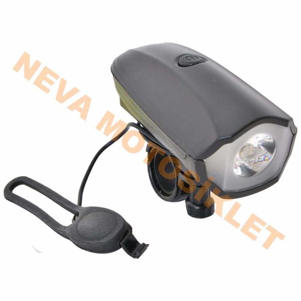 BİSİKLET KORNA - ÖN FAR [45 LUMEN] ALARM DÜĞMELİ ÇOK SESLİ [PİL DAHİL] RCTS-575J-B