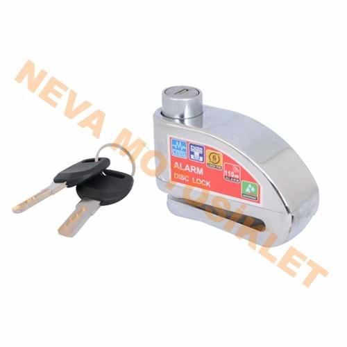DİSK KİLİT -DÜZ ANAHTARLI-ALARMLI(KROM)-ALÜMİNYUM