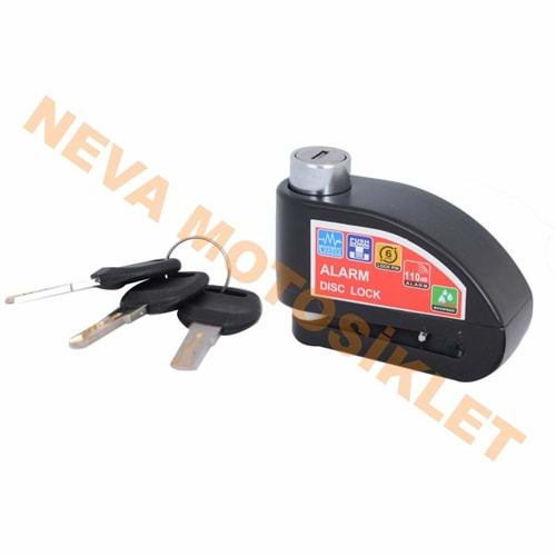 DİSK KİLİT DÜZ ANAHTARLI ALARMLI SİYAH